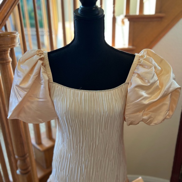 Vintage 80’s Cattiva Maya Jornot Light Pink Peach Size 4 Dress With Puffy Sleeve - Picture 3 of 8